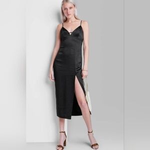 Wild Fable Black Slip Dress -Elegant Black Satin Slip Dress